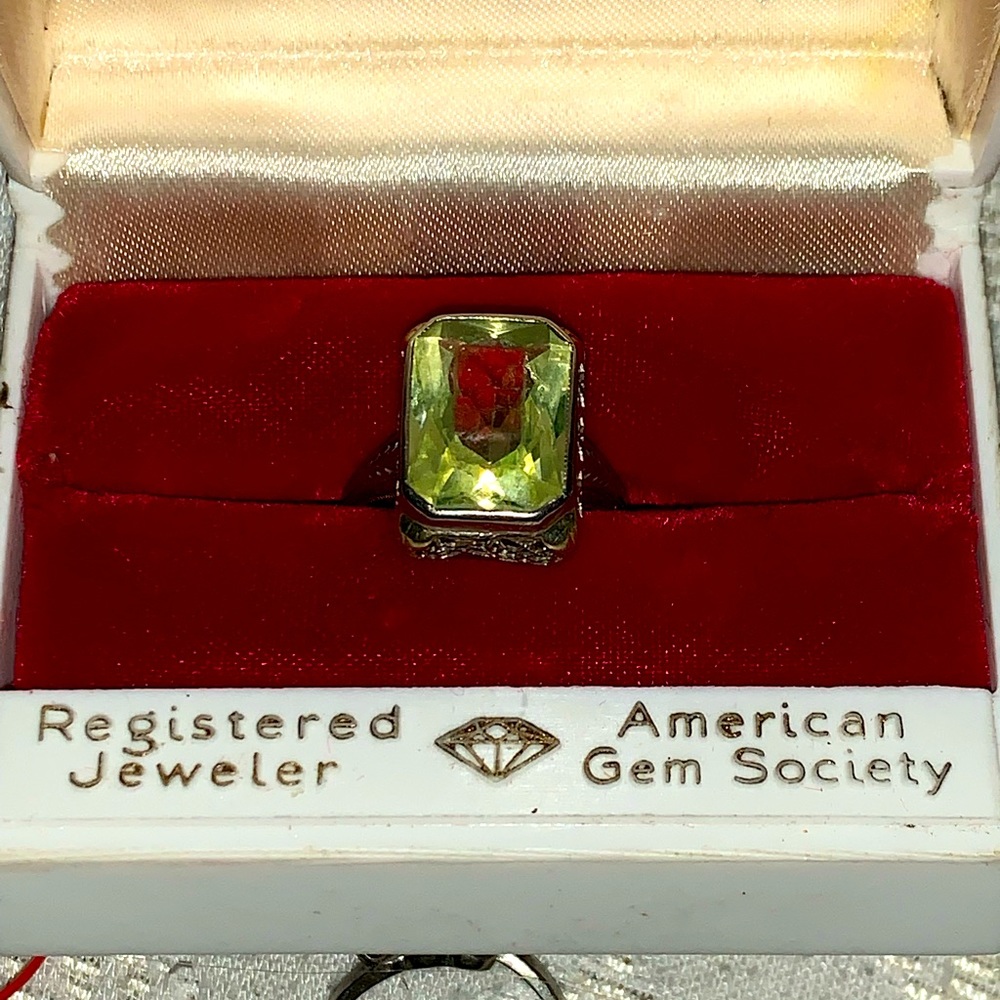 Antique 14k green citrine ring